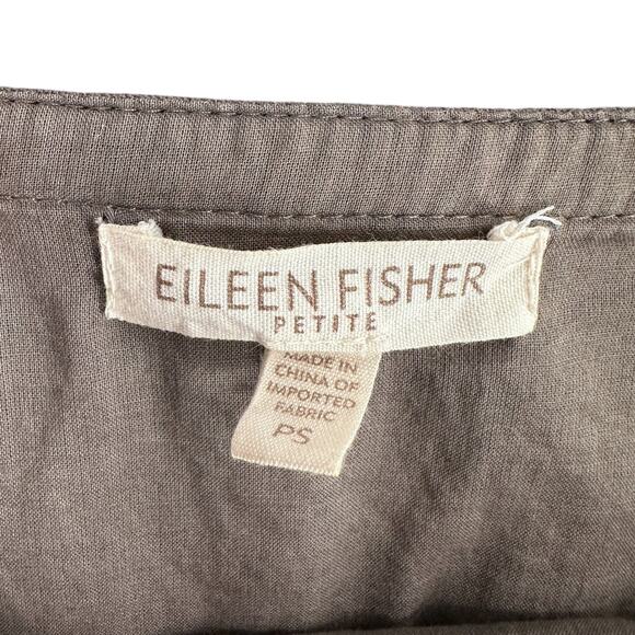 Eileen Fisher Brown A-Line Knee Length Ruffled Irish Linen Skirt Petite Small - Picture 4 of 8